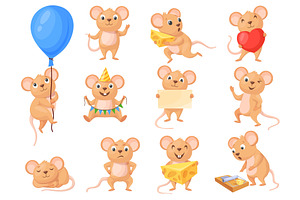 Cartoon mouse characters. Cute mice, an Animal Illustration by Stock-Smart-Start