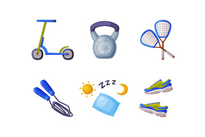 Healthy Lifestyle Objects with, an Object Illustration by TopVectors