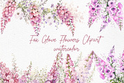 Watercolor Flowers Clipart Foxglove, a Decorative Illustration by LeCoqDesign (Thumbnail 1 of 5)