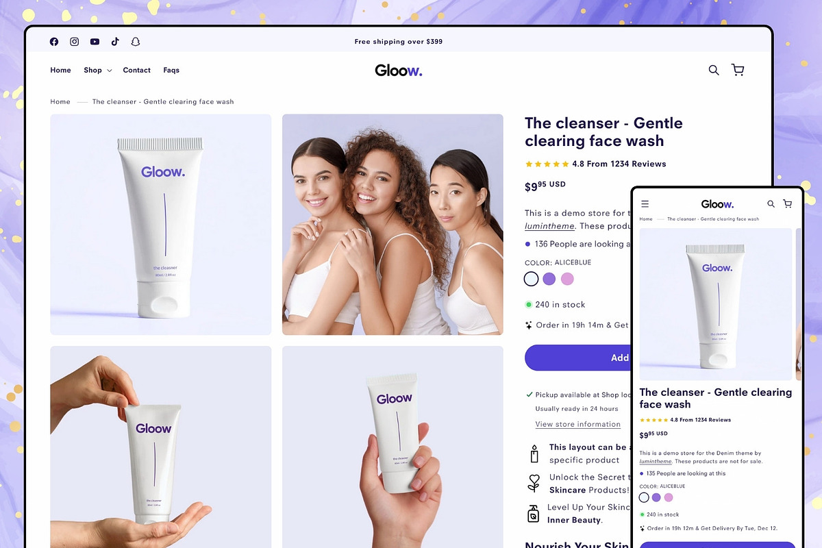 Gloow | Minimal Shopify Theme, a Shopify Template by Lumin Lab (Photo 4 of 11)