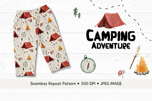 Woodland Camping Seamless Pattern