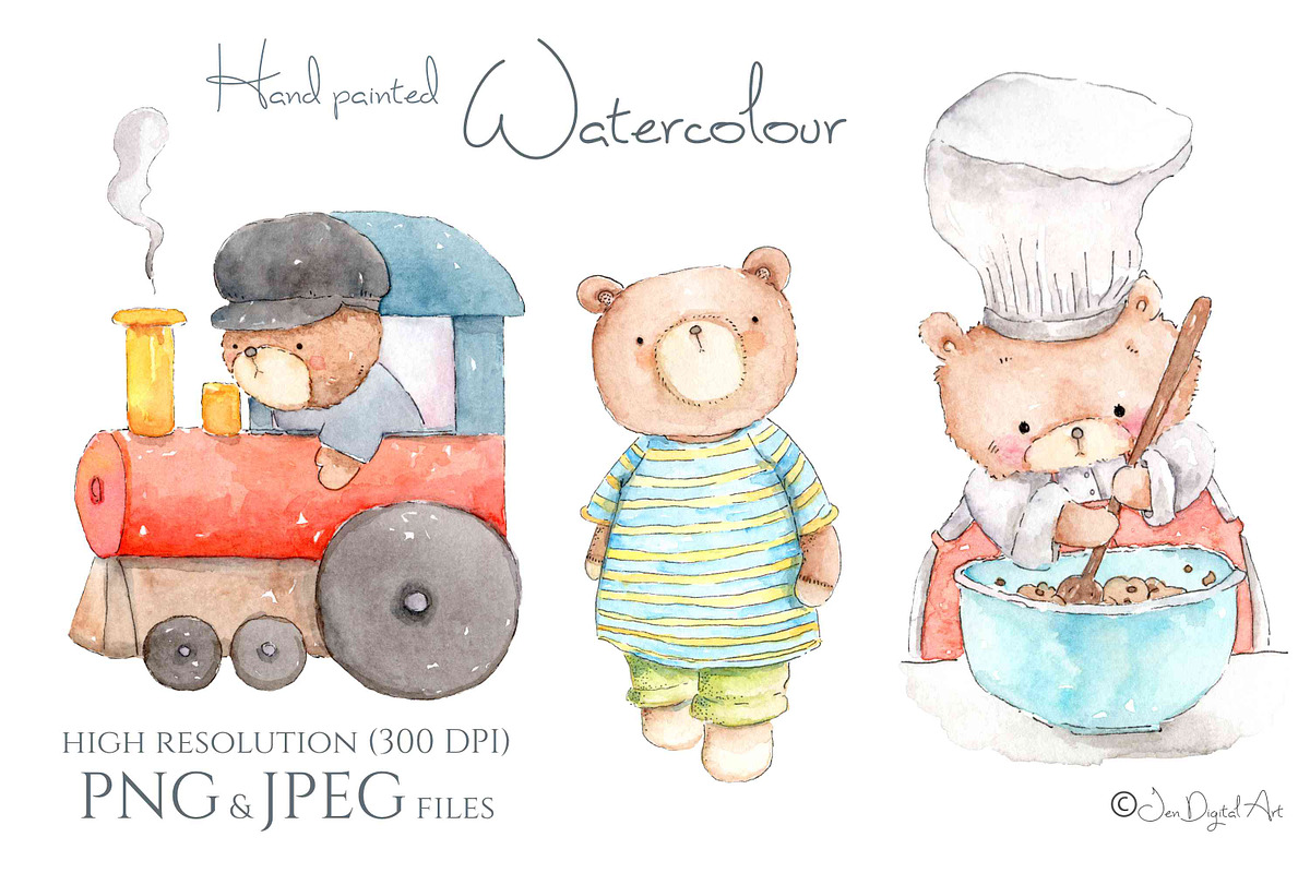 Cute Watercolour Bears, an Animal Illustration by Jen Digital Art (Photo 2 of 4)