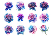 Magenta and Blue Fantasy Roses, an Illustration by Design Market (Thumbnail 2 of 3)