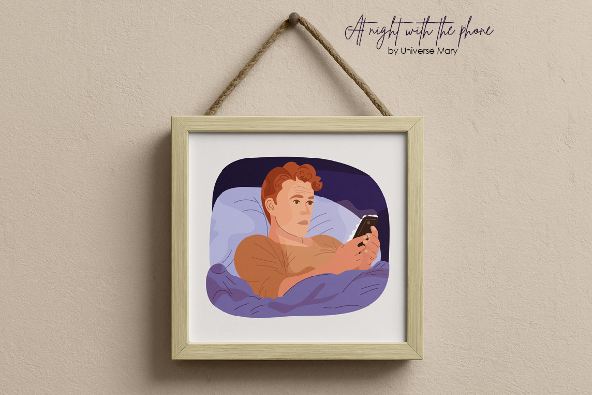 Night with the phon Vector Clipart, a Person Illustration by Universe Mary (Photo 4 of 8)