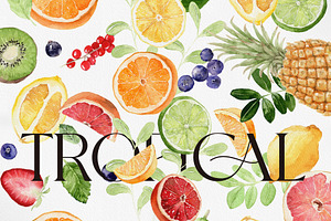 Watercolor Clipart - Tropical Fresh