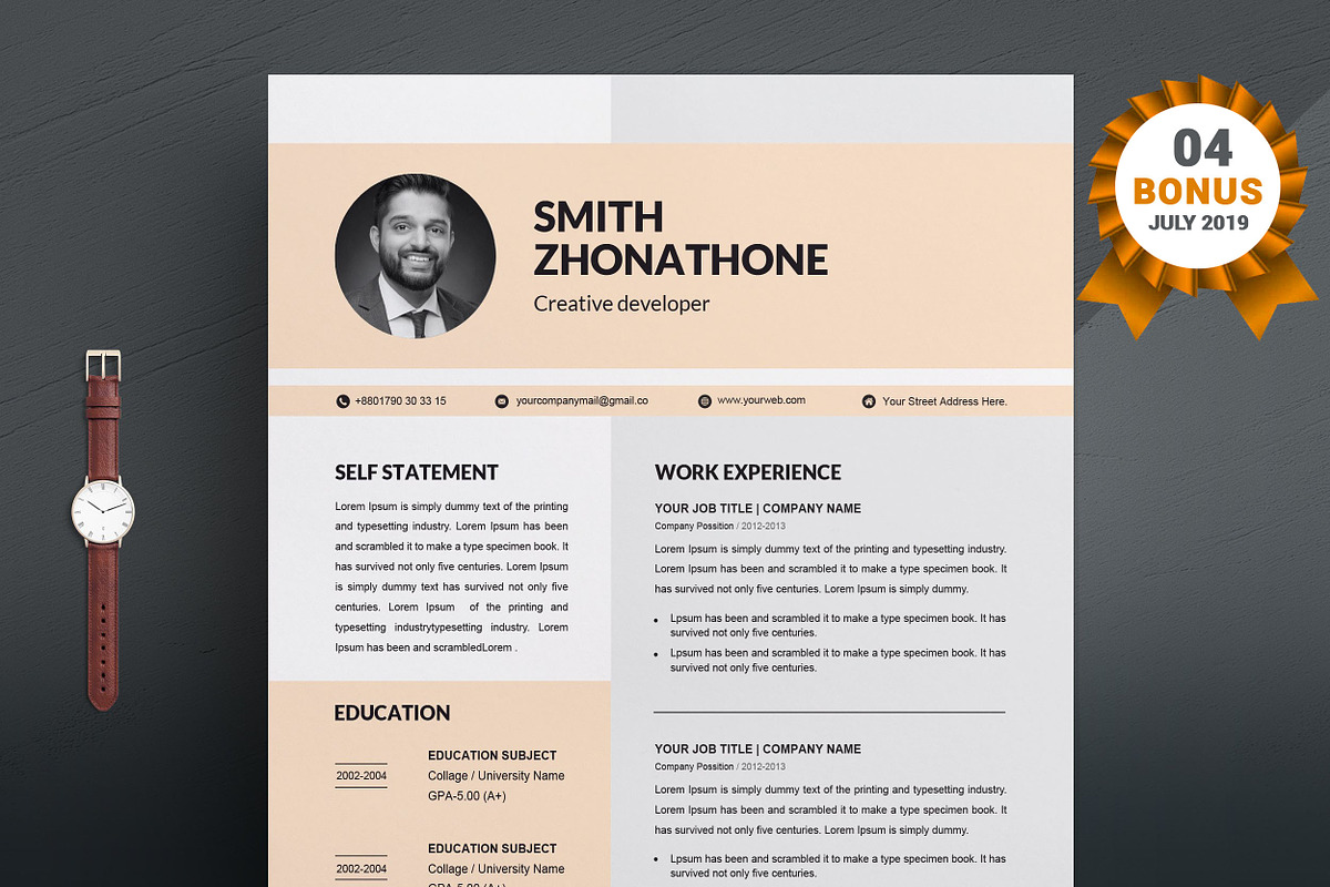Resume/CV Bundle | 200+ for $29, a Resume Template by ResumeInventor (Photo 66 of 207)