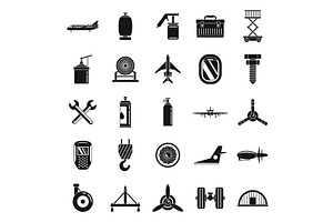 Aviation repair icons set, simple, a Transportation Illustration by Ylivdesign