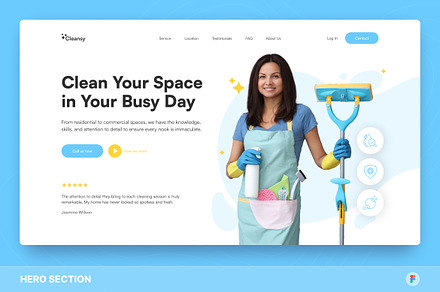 Cleansy – Cleaning Service Hero, an UI Kit Template by Studio Delapan