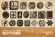 130 Vintage Illustrations - Buttons, an Illustration by Meglenov (Thumbnail 1 of 5)