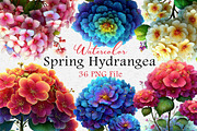 Watercolor Hydrangea Clipart,Spring, an Illustration by Dream Creation (Thumbnail 1 of 4)