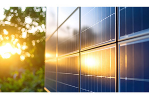 Close up view of blue solar panels, an Industrial Photo by Igor Tichonow