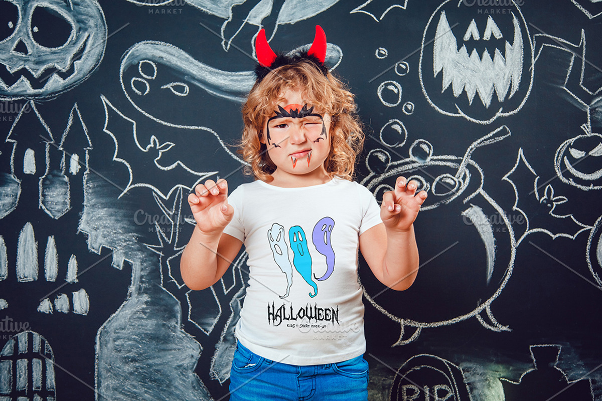Halloween Kids T-Shirt Mock-Up, a Shirt Mockup by Freeman Studio (Photo 7 of 19)
