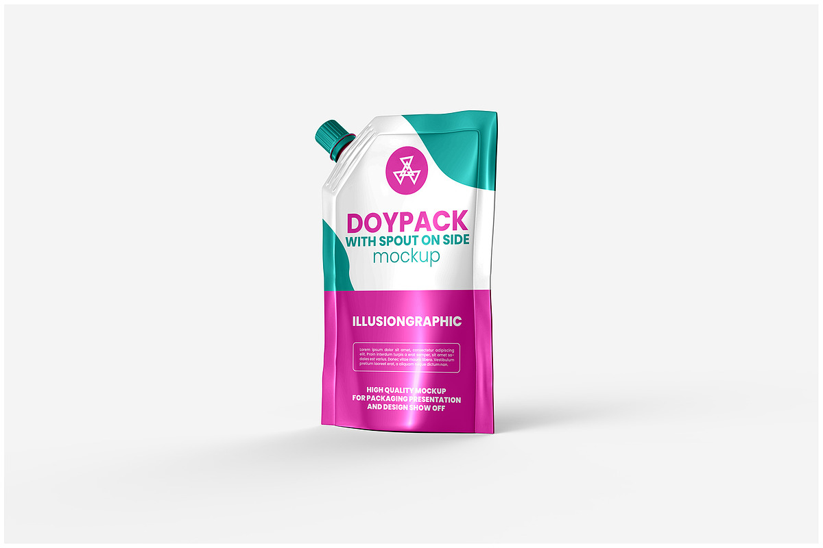 Doypack with Spout on Side Mockup, a Packaging Mockup by Illusiongraphic (Photo 7 of 25)