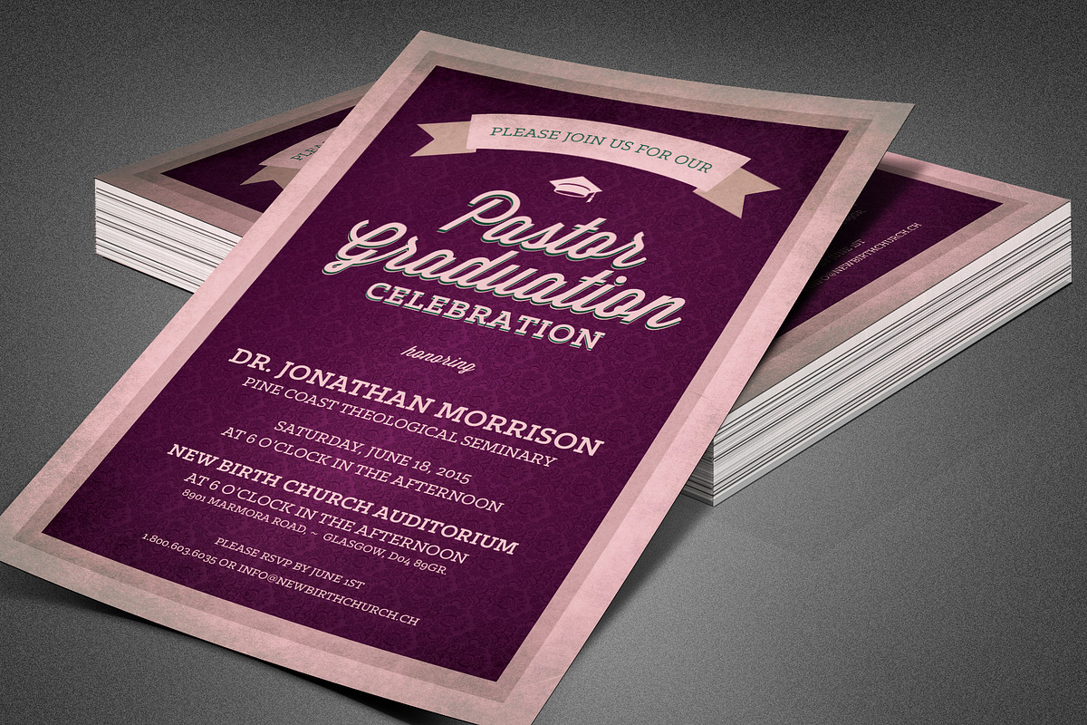 Pastor Graduation Celebration Flyer, a Flyer Template by loswl (Photo 3 of 6)