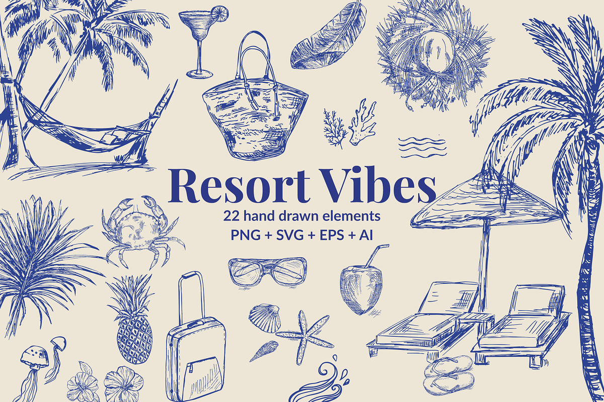 Resort Vibes Hand-Drawn Bundle, an Object Graphic by Imageblend (Photo 1 of 4)