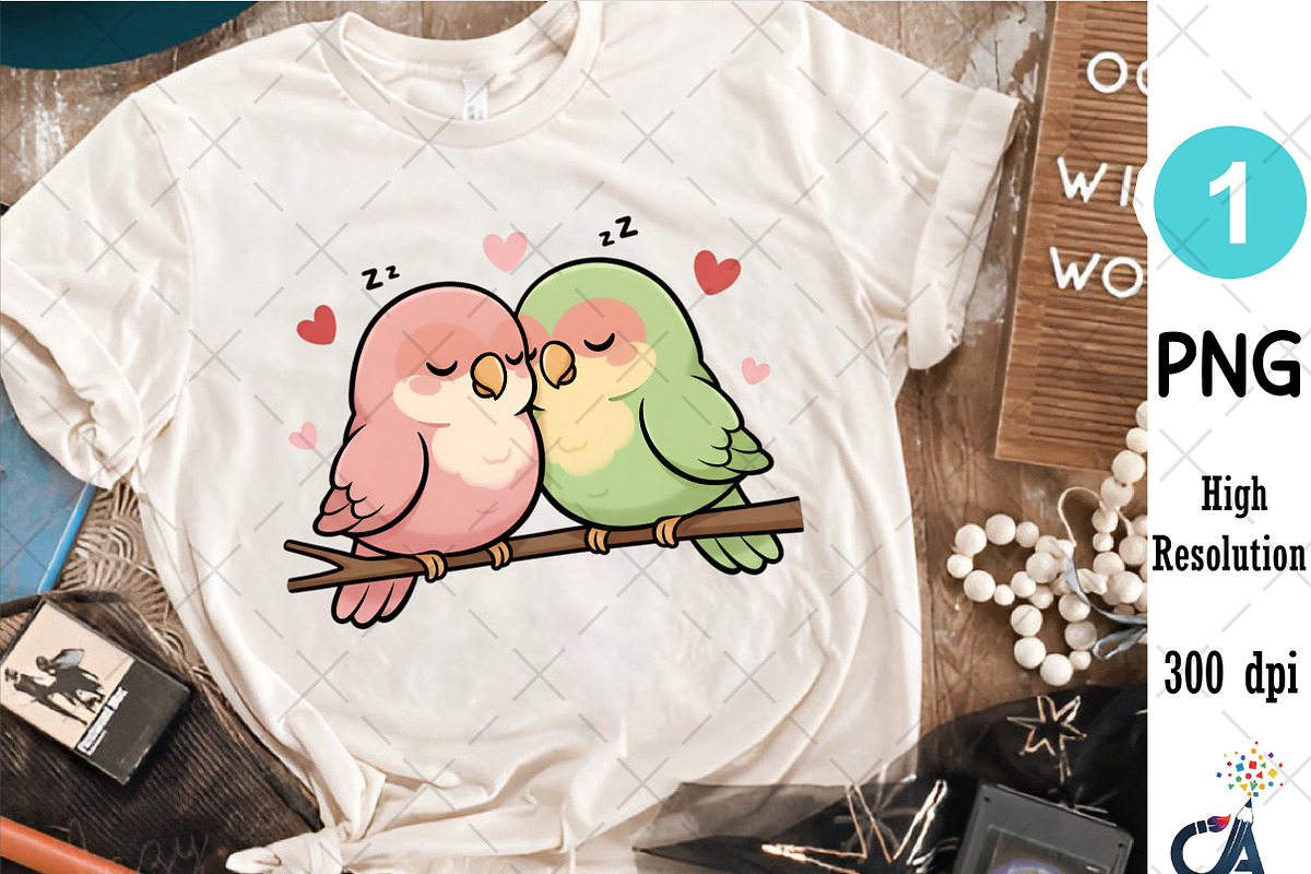 Adorable Lovebirds Cuddling Png, an Illustration by Creative Art (Photo 4 of 6)