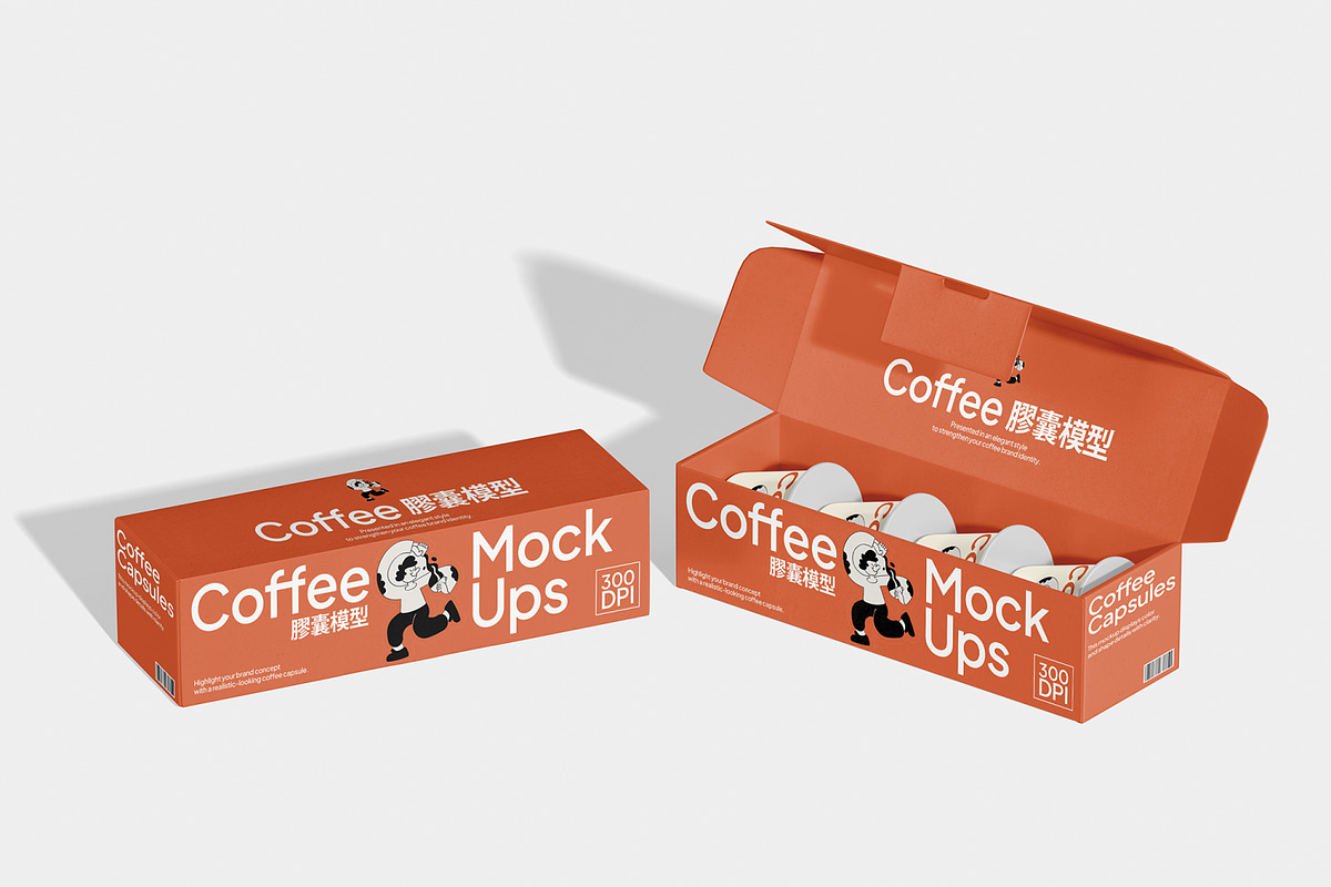 Box with Coffee Capsules Mockup, a Packaging Mockup by Unerispace (Photo 4 of 5)