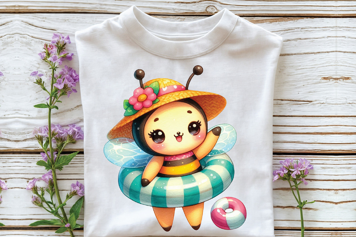 Watercolor Summer Bee Clipart, an Illustration by CraftArtStudio (Photo 3 of 6)