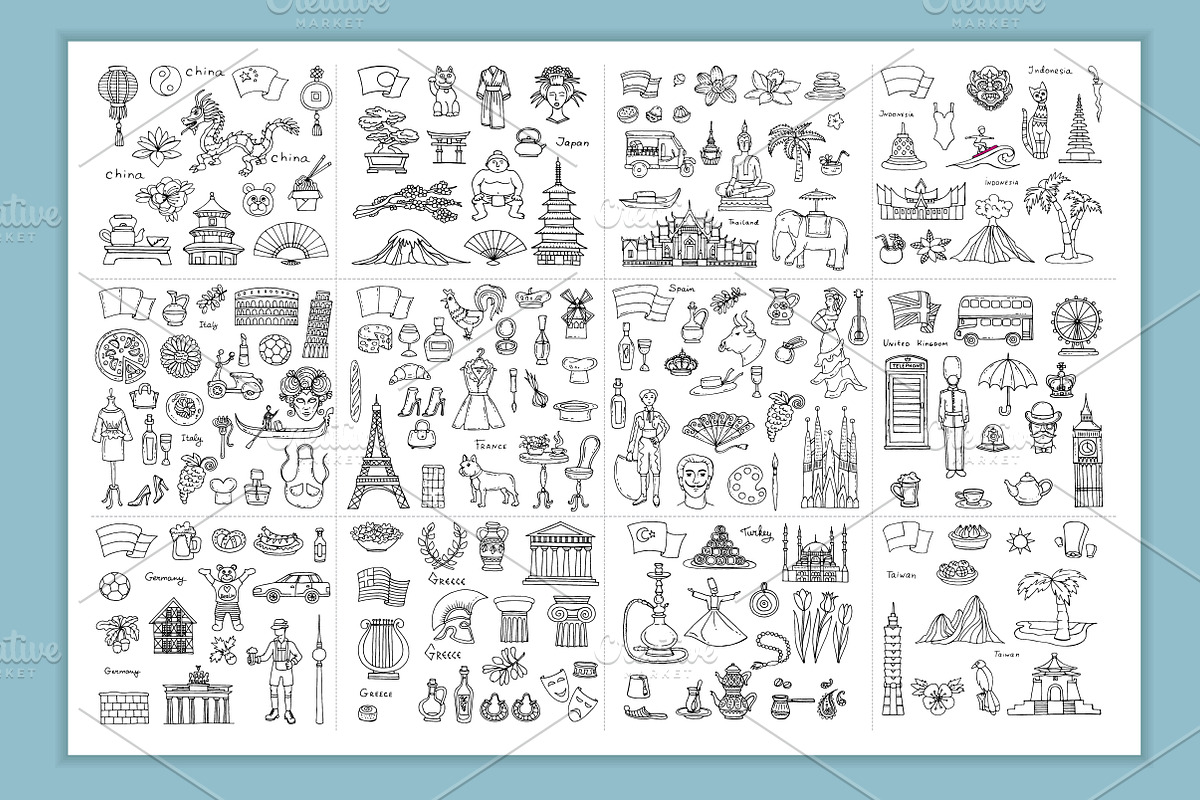 Vector set with 24 countries, an Object Graphic by Olga Chuklay (Photo 5 of 5)