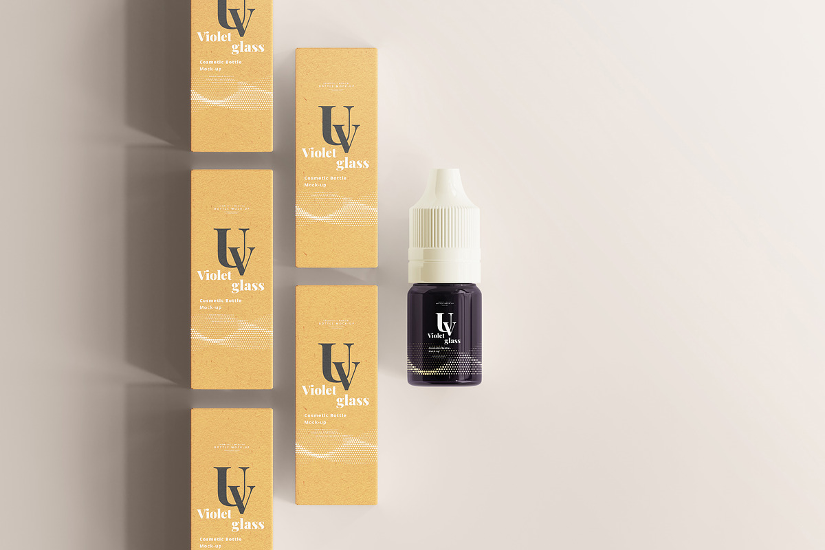 Violet Glass Dropper Bottle Mock-up, a Cups & Container Mockup by pmvch (Photo 14 of 20)