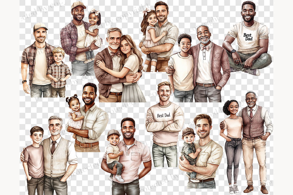 Fathers Day Clipart PNG, a Person Illustration by GlamArtZhanna (Photo 8 of 8)