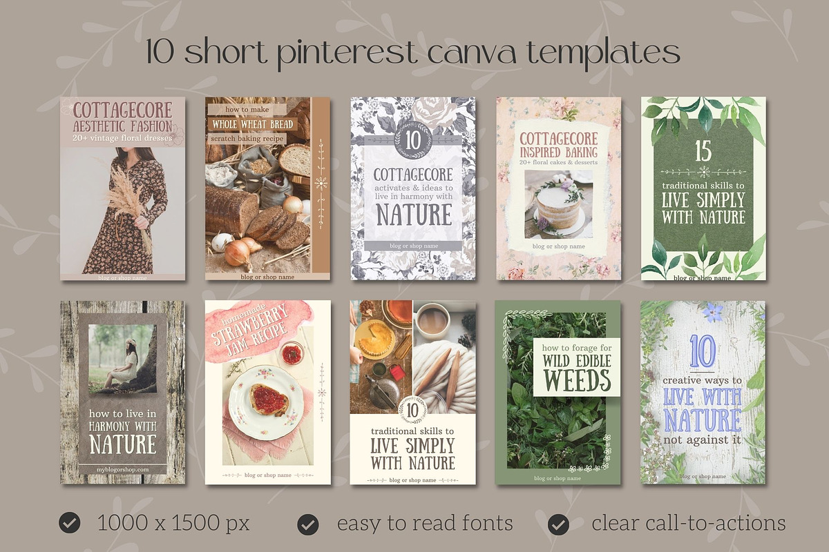 Sage Boho Pinterest Canva Templates, a Social Media Template by Made by Melody (Photo 2 of 7)