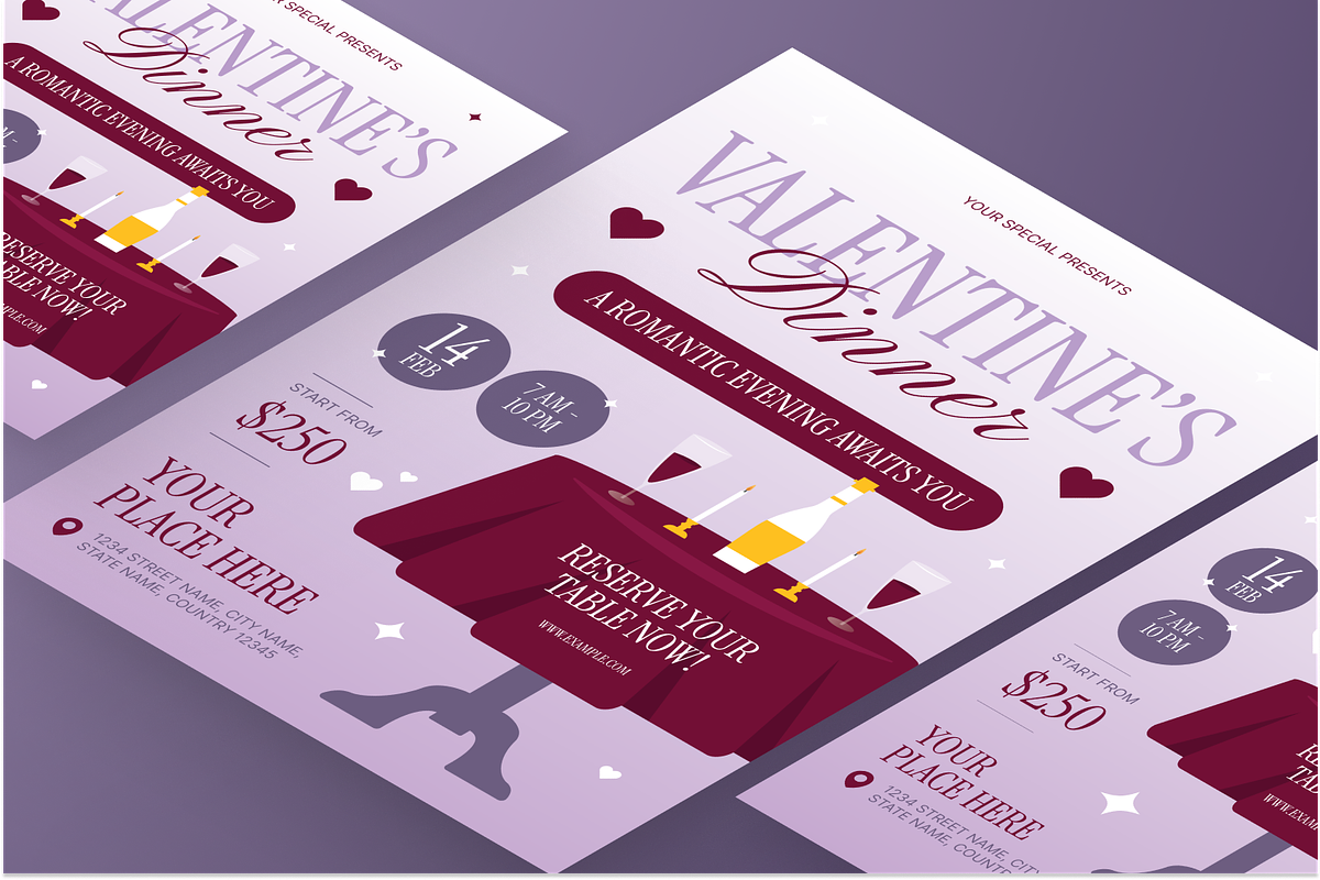 Valentine Dinner Flyer Set, a Flyer Template by Annora Studio (Photo 6 of 6)