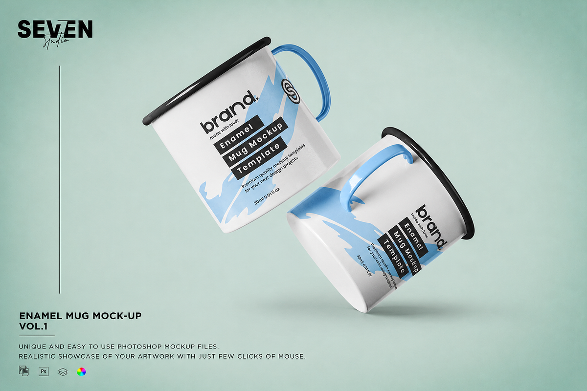 Enamel Mug Mockup, a Cups & Container Mockup by Se٧enStudio (Photo 1 of 2)