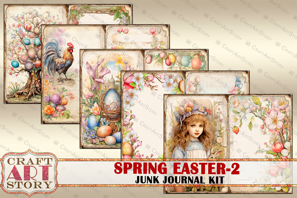 Spring Easter-2 junk journal Kit, a Person Illustration by CraftArtStory (Photo 2 of 6)