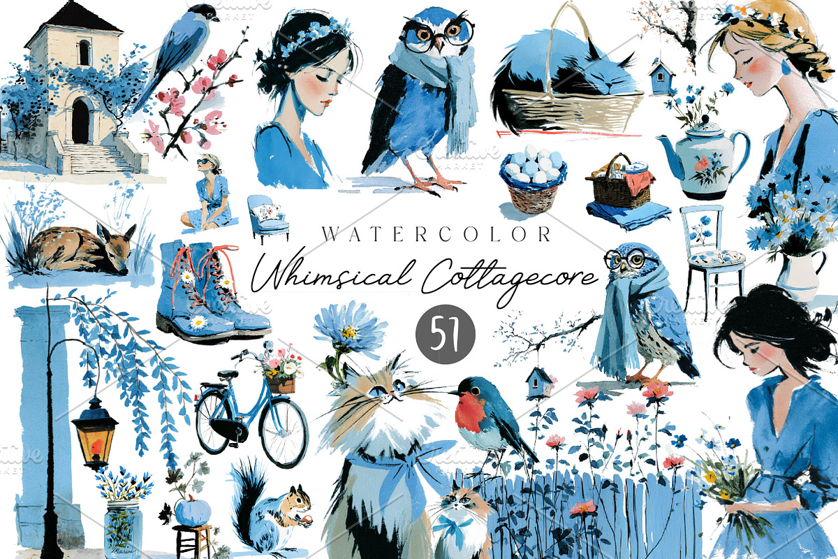 Whimsical Cottagecore Clipart Set, an Illustration by CreationArt (Photo 1 of 7)