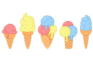 Portions of fruit or berry ice cream, an Object Illustration by Tati_Kli