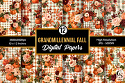 Grandmillennial Fall Flowers Pattern, a Pattern Graphic by Creative Store (Thumbnail 1 of 5)