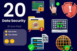 Data Security 3D Icon Pack, an Object 3D Model by baii09
