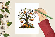 Watercolor Halloween Tree Clipart, a Graphic by designcity5 (Thumbnail 4 of 5)