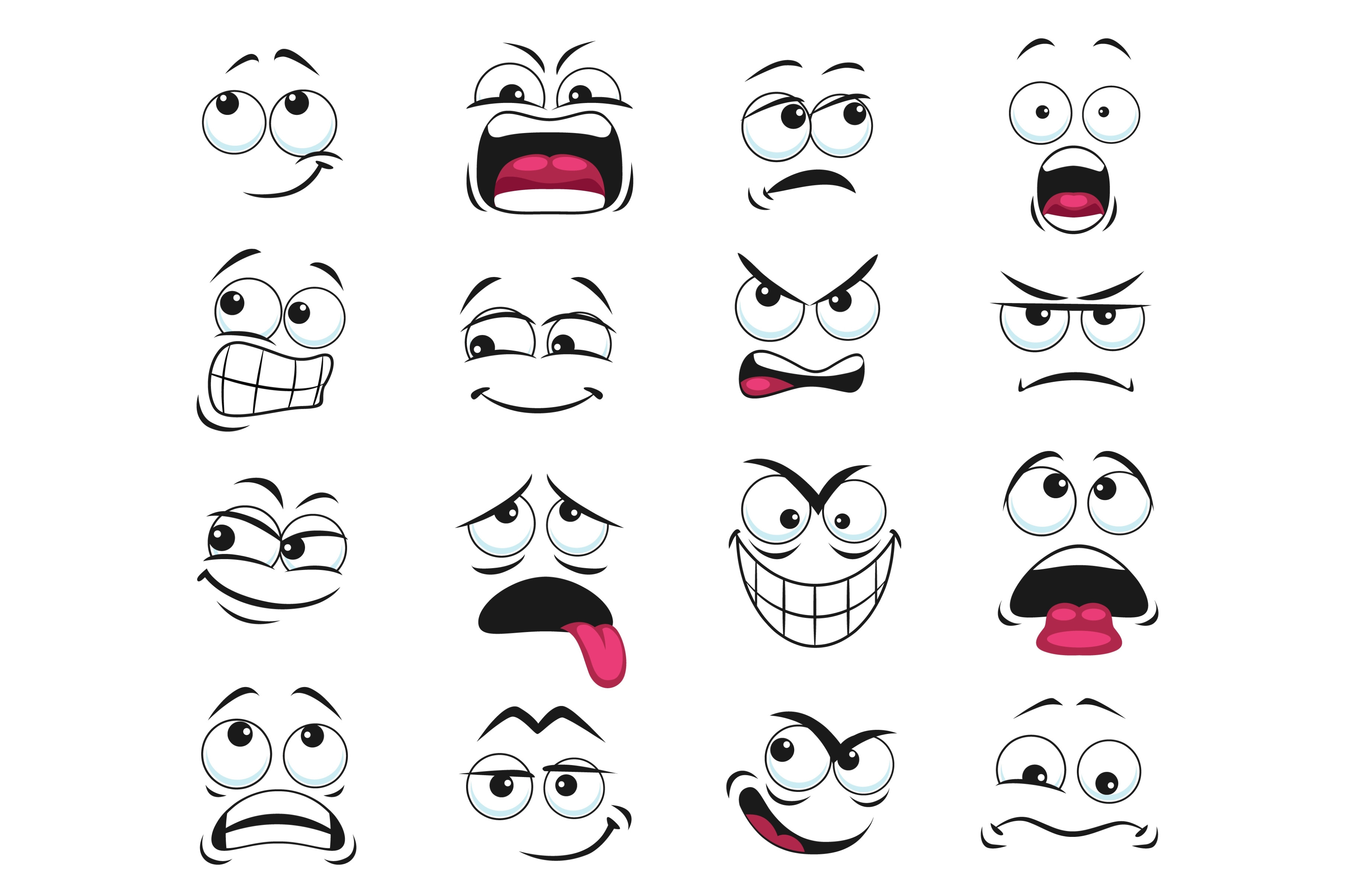 Cartoon face expression icons | Illustrations ~ Creative Market