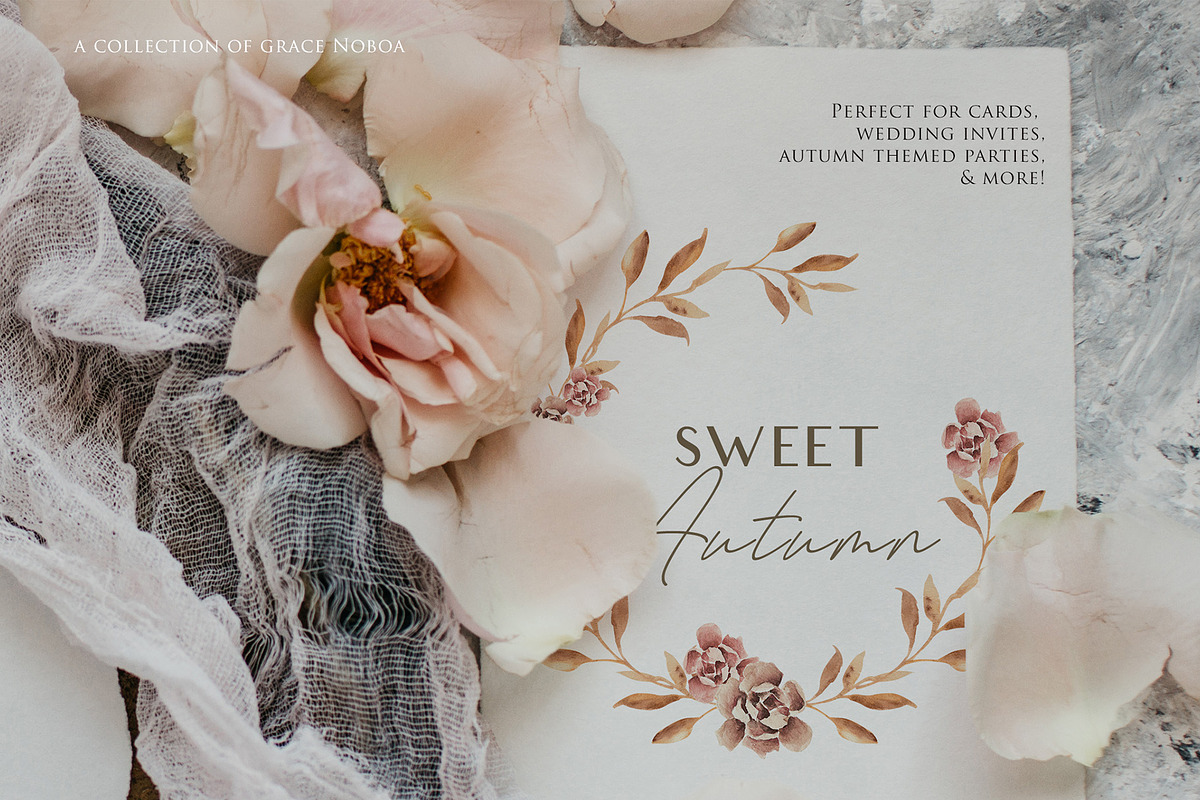 Fall Autumn set- Pumpkins & Florals, a Seasonal Illustration by Grace Noboa Illustrations (Photo 11 of 13)