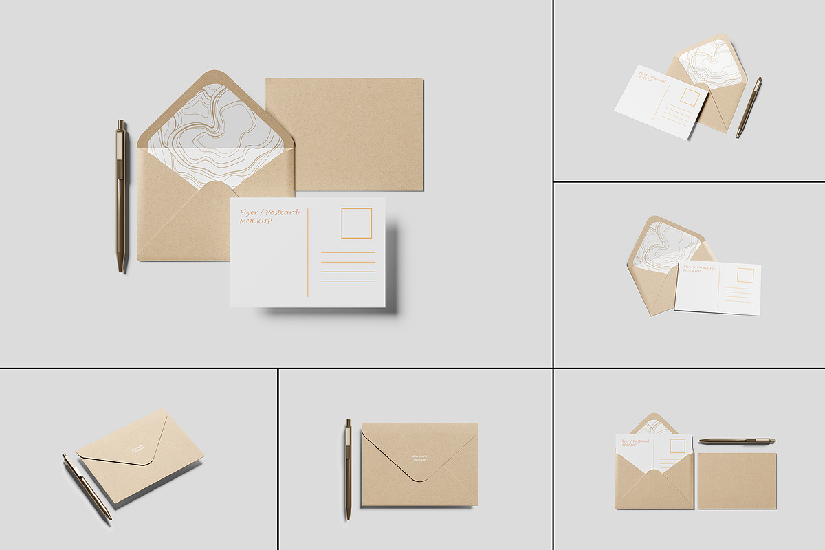A6 Postcard and Envelope Mockup