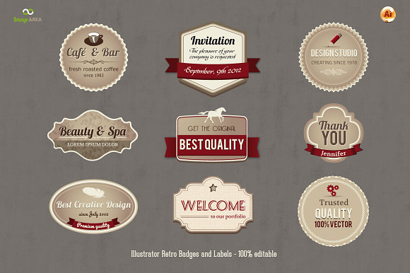 Set Of 16 Retro Badges