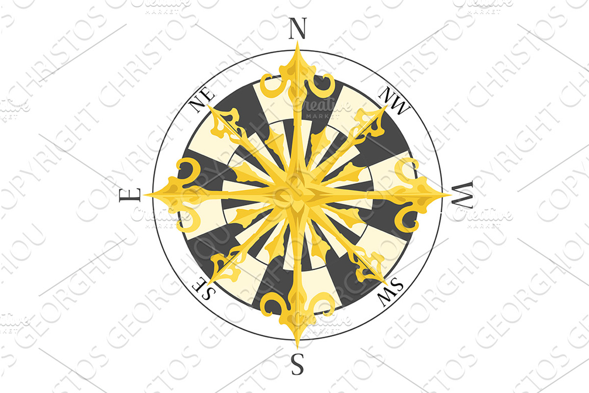 Compass Rose Symbol Icon, an Object Illustration by Christos Georghiou