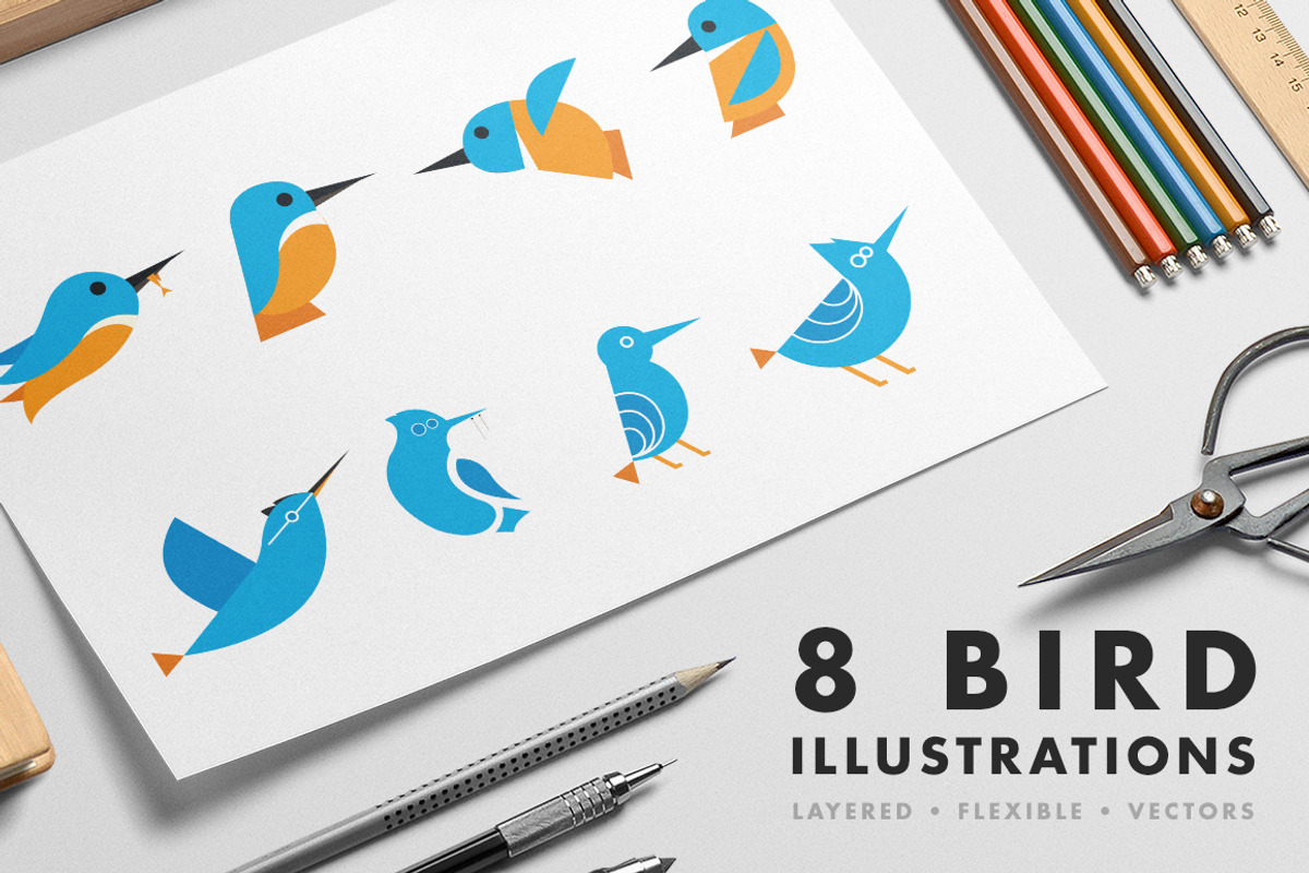8 Bird illustrations, an Object Graphic by Milktoast (Photo 1 of 4)