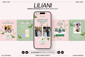 Spring Wedding Instagram Templates, a Social Media Template by Supanium Studio