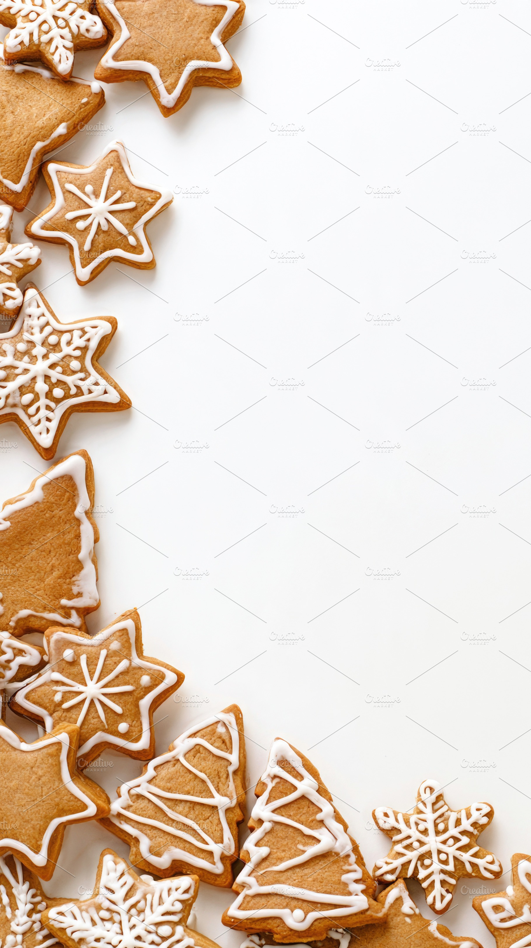 Christmas cookies with stars snowflakes and trees on white backg, a Holiday Photo by José Manuel Gelpi