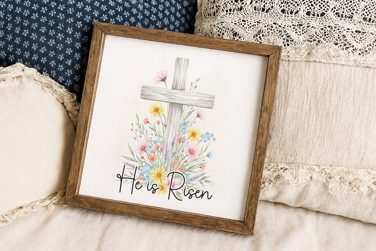 He is Risen Easter Floral Cross PNG, an Illustration by Libby Wishes (Photo 5 of 6)