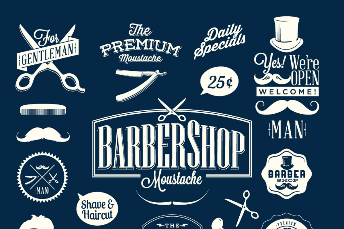 Barber Shop Emblems, an Illustration by Noka Studio (Photo 1 of 2)