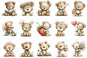 Whimsical Teddy Bear Clipart, an Animal Illustration by Black Bird Studio (Thumbnail 3 of 6)