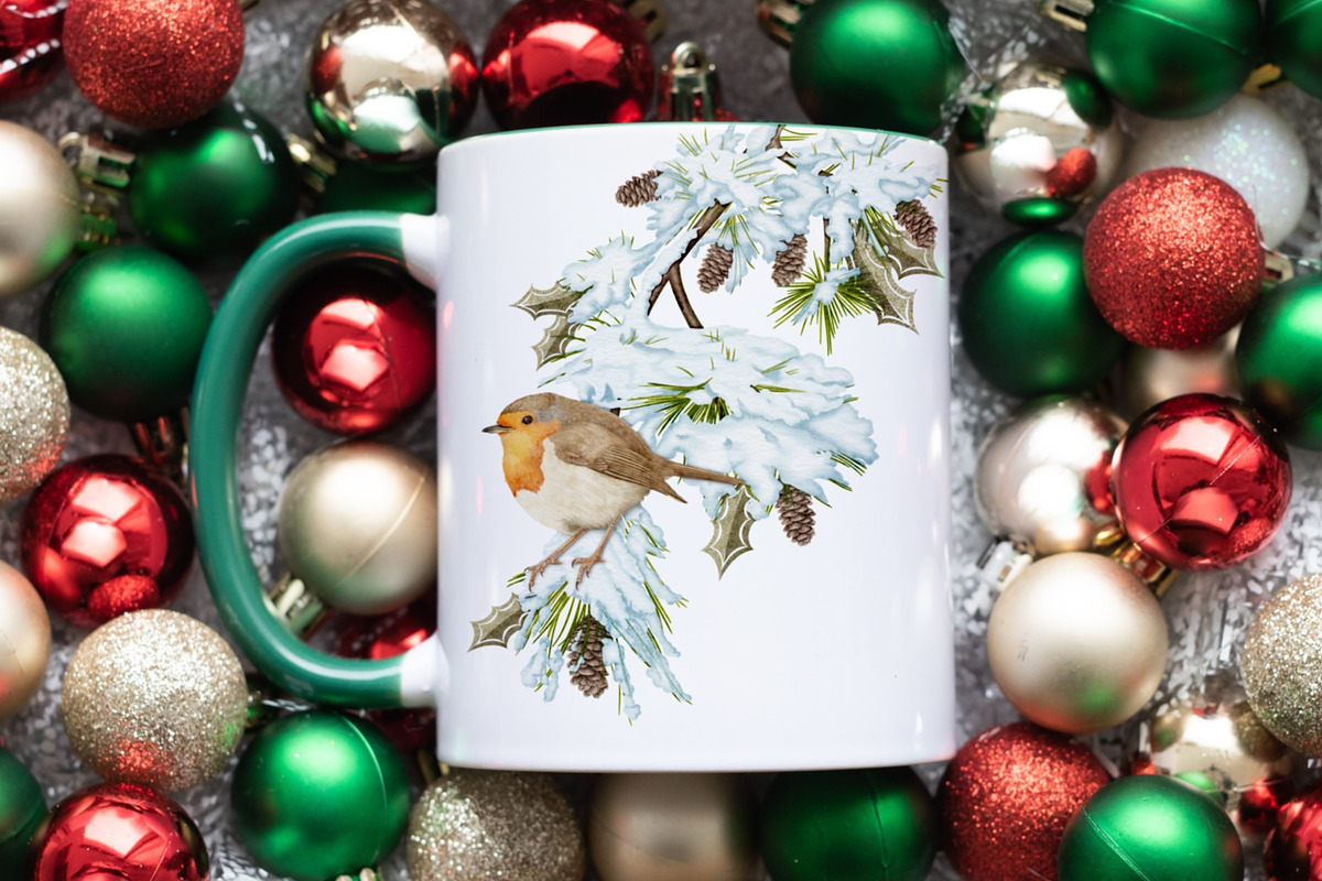 Christmas Robins watercolors, a Seasonal Illustration by Happy Sloth Graphics (Photo 14 of 19)