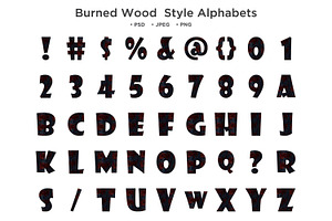 Burned Wood Style Alphabet, Abc