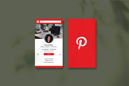 Pinterest Business Card, a Business Card Template by Saman Osama
