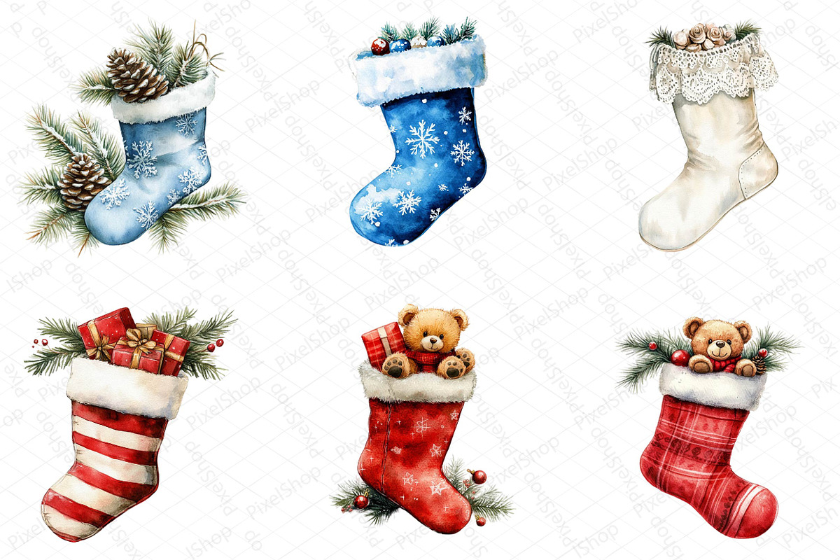 Christmas Stokings Clipart, an Illustration by DreamPrint404 (Photo 7 of 7)