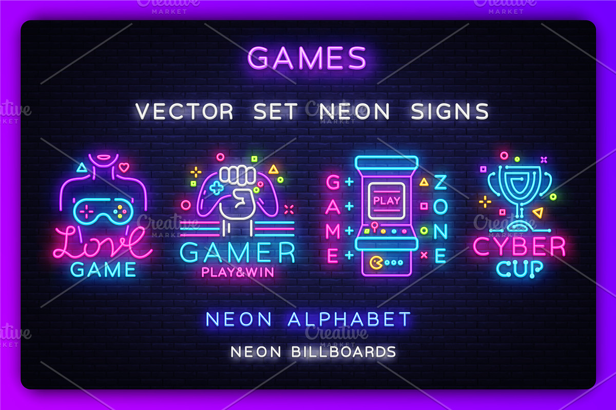 Games Neon Signs, a Decorative Illustration by Soifer Design (Photo 2 of 5)
